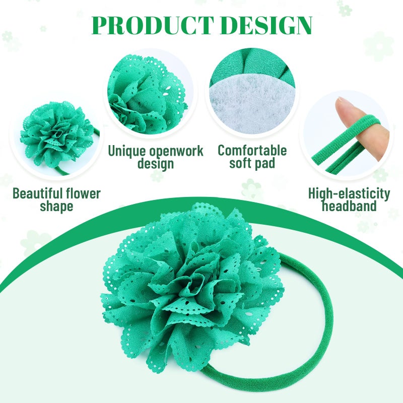 Angla 2pcs Flower Headband Tutu Skirt for Newborn Baby Girl Toddlers Infant 0-12 Months (Green), Medium - Image 2